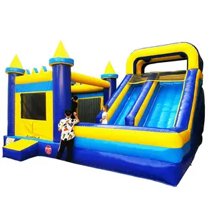 Komersial kelas tiup untuk anak-anak dan dewasa melompat rumah bouncer castle dengan perosotan