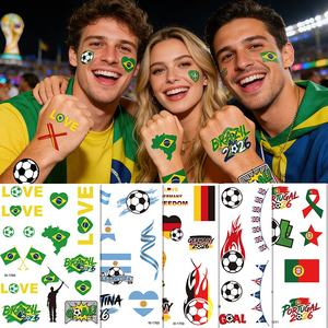 Autocollant de tatouage temporaire transfrontalier 2026 pour le visage, imperméable, drapeau national, football, club, soutien, États-Unis, Canada, Mexique - Product Image 1