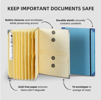 Organisateur de documents accordéon avec logo personnalisé, enveloppes en manila sans acide, dossier de classement avec bande élastique pour le stockage d'urgence des documents