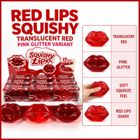 Jouet souple Southpeak Red Lips Squishy Toy, toucher doux, anti-stress, cadeau, variantes translucides rouge et rose pailleté, vente en gros et emballage de détail