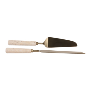 Set per Servire Insalata con Manico in Travertino, Utensili da Cucina Moderni, Servizi da Tavola Decorativi per l'Intrattenimento - Product Image 5