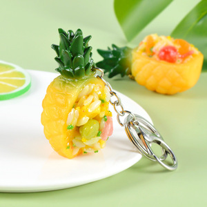 Modelo de juguete de comida de PVC con simulación de piña y arroz frito de Yangzhou, miniatura de arroz frito con huevo, adorno de comida, juguete DIY - Product Image 3