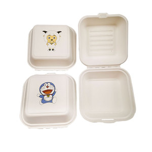 Boîte à emporter biodégradable, conteneur alimentaire en pulpe avec couvercle pour gâteau, bento, hamburger, boîte à lunch jetable résistante à la chaleur, 500 pièces - Product Image 5