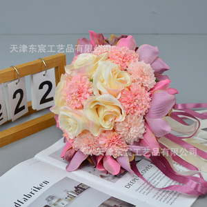 ช่อดอกกล้วยไม้ซิมบิเดียมประดิษฐ์จาก Dongchen Crafts ดอกไม้ผ้าไหมสำหรับงานแต่งงาน ของตกแต่งเจ้าสาว สีแชมเปญ พีช ม่วง และสีชมพู - Product Image 2