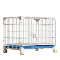 Cage métallique pour chien à assembler soi-même, empilable, avec plateau en plastique, cadre en fer antirouille, toit panoramique et plateau coulissant à vue 360°