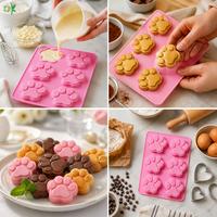 Moule en silicone OKSILICONE à 6 cavités en forme de patte pour la décoration de gâteaux, moule antiadhésif pour chocolat et bonbons, outils à glace réutilisables
