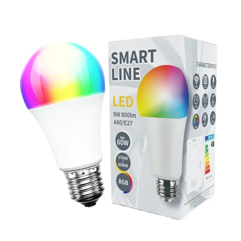 WOOJONG A60 RGB Wifi smart led light bulb Color Changing smart bulb tuya gu10 smart bulb