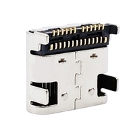 Konektor USB Type C Tahan Air 24P SMT dengan Kontak Kuningan, Papan PCB Dua Sisi Dua Baris, Plug Betina, Panjang Pin Pendek 0.5, USB3.1