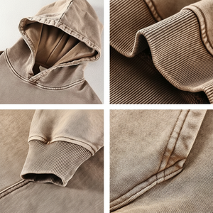 Bordado personalizado Streetwear Sudaderas con capucha Hombre Lavado Marca personalizada Sudadera con capucha Hombres Lavado Vintage Sudaderas con capucha - Product Image 1