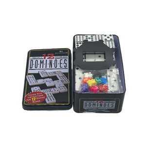 Fábrica al por mayor personalizado <span class=keywords><strong>doble</strong></span> <span class=keywords><strong>12</strong></span> 9 6 juego de dominó 91 55 28 juego de <span class=keywords><strong>tren</strong></span> <span class=keywords><strong>mexicano</strong></span> juego de puntos de colores con caja de lata para entretenimiento - Product Image 2