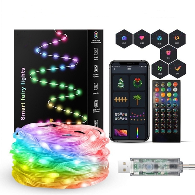 Led App Control Universal Rgb Light Tree Christmas Led Fairy Light Arbol Con De Luces Smart Christmas Tree Light
