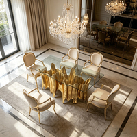 Modernes Indoor 10-Personen Luxus Ovales Esszimmer-Set Edelstahlrahmen Marmorplatte Edle Esszimmermöbel Herkunft China