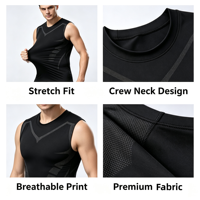 Débardeur Homme Sans Manches Séchage Rapide pour Course, Musculation, Gym, Entraînement Athlétique, Gilet de Sport Sculptant