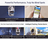 Caméra de surveillance sans fil à double écran avec vision simultanée, éclairage à lumière chaude 3500K, CMOS, étanche IP66, vue à 360°