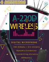 A-220D 400 mètre 2 canal professionnel uhf dynamique microphone sans fil micro-cravate