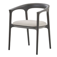 Fauteuil de salle à manger BST moderne en bois foncé avec dossier courbé monobloc et assise rembourrée beige pour hôtel