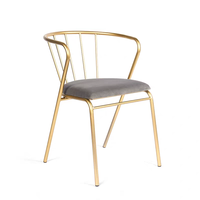 Chaise de salle à manger empilable en fer avec dossier et accoudoirs, style nordique moderne minimaliste, pour restaurant, café, école, usage domestique, en velours