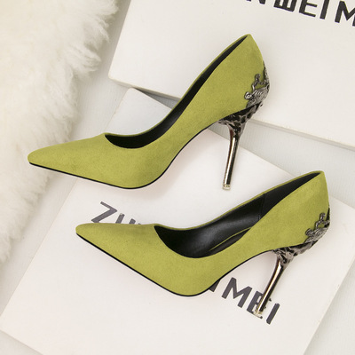 Metal Heel Shoes Spiked Heel Pumps for Women Pointed Toe - Main Image