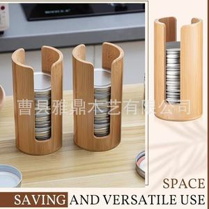 Creative bamboo and wood Mason jar lid storage <b>box</b>, desktop solid wood Mason jar lid organizer, household wooden paper cup - Product Image 5