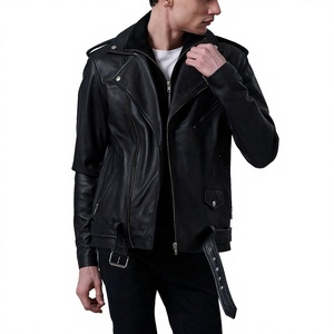 Blouson Bomber Homme en Cuir PU, Col Rabattu, Fermeture Éclair, Coupe-Vent, Décontracté, Noir Uni, Coupe Droite, Vêtement d'Extérieur Automne - Product Image 3