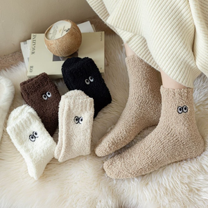 <strong>Wholesale</strong> Cute Thickened Embroidered logo Women <strong>Fuzzy</strong> Fluffy Warm <strong>Socks</strong> - Product Image 4