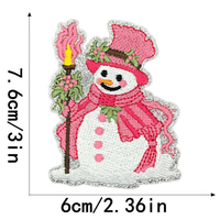 Patchs thermocollants de Noël roses, appliques brodées mignonnes de Noël, patchs à coudre bonhomme de neige et flocon de neige pour vêtements, chapeaux, décoration DIY