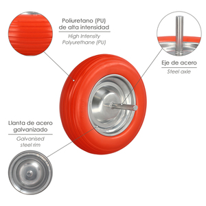 Ruota per carriola da giardino a struttura solida con cerchio in acciaio zincato "Plus" Arancione - Product Image 4