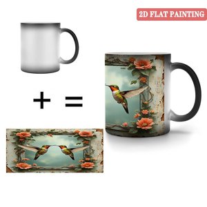 Mug magique sensible à la chaleur 11oz, tasse en céramique noire givrée pour café, thé, sublimation personnalisée, vierge - Product Image 5