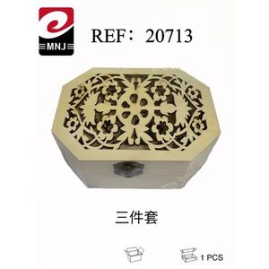 Set di Tre Scatole in Legno Ottagonali con Design Floreale Tagliato al Laser, Scatola Decorativa per Conservazione - Product Image 1