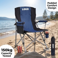Chaise de camping rembourrée robuste 330 lbs, en tissu Oxford imperméable, pliable, compacte, portable, avec porte-gobelet, personnalisable