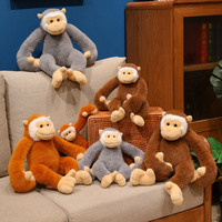 Boneka Monyet Lengan Panjang Grosir Pabrik OEM ODM, Mainan Hewan Primata Realistis untuk Teman Tidur Bayi, Hadiah