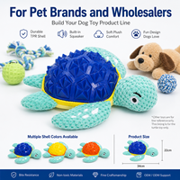 Jouet pour chien en peluche TPR en forme de tortue avec coquille texturée, jouet pour chien en forme d'animal, fournisseur en gros