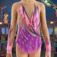 Robe de danse moderne à manches longues en spandex imprimé respirant, couleur personnalisée, pour adultes et filles, pour la formation en ballet et gymnastique rythmique