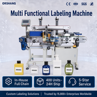 Máquina Etiquetadora Automática Eficiente Orshang para Botellas de Diferentes Formas (Redondas, Cuadradas, Planas) para Bebidas, Condimentos, Productos de Limpieza y Cuidado Personal