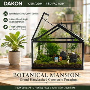 Terrario in Vetro Geometrico Artigianale da 18 Pollici a <span class=keywords><strong>Forma</strong></span> di Casa per Giardinaggio Interno, Personalizzato DAKON, Vendita all'Ingrosso - Product Image 1