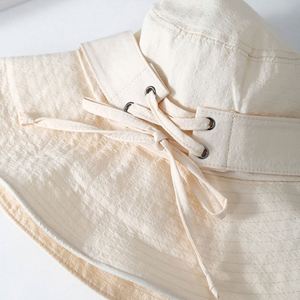 2025 Spring Summer New Solid Color Simple Wide Brim Bucket <b>Hat</b> Women Breathable Bow Design Travel Sunshade <b>Hat</b> - Product Image 4