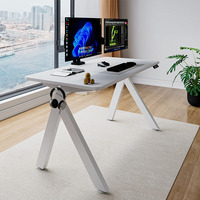 Bureau de travail moderne modulaire pivotant à succès – Poste de travail blanc ergonomique réglable en hauteur avec un moteur et 2 niveaux