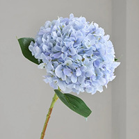 2026 Penjualan Terlaris Gaya Eropa Bunga Sutra 66cm Bunga Artifisial Tangkai Tunggal Hydrangea Putih Besar Dengan Daun Dekorasi Pernikahan