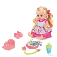 14 "12 types de sons Lovely Baby Doll Toy Pretend Play My First Doll Fonction d'alimentation et de pipi avec mamelon et accessoires de pot