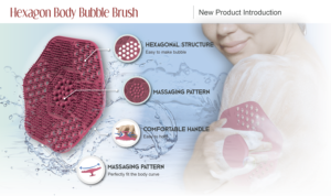 High Quality Lightweight Hexagon Body <b>Scrubber</b> Exfoliating Scrub Bubble <b>Bath</b> Brush TPE Material Bulk Packed Customized Logo - Product Image 4