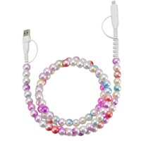 Nuevo Cable USB Tipo C de Carga Rápida con Cuentas de Resina Acrílica Estilo Bohemio y Transferencia de Datos - Regalo de Joyería