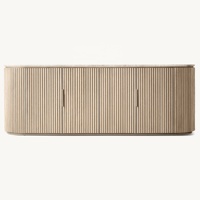 Meuble TV RH moderne en chêne haut de gamme, taille personnalisable, console multimédia 4 portes, plateau en marbre de luxe, bois artisanal, divertissement