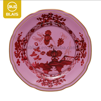 BLAIS Ensemble de vaisselle de luxe vintage porcelaine fine personnalisé réutilisable passe au lave-vaisselle motif de plante de forêt tropicale humide