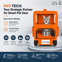 Poussette pour animaux de compagnie OVS, lisse, respirante, robuste, multifonctionnelle, polyvalente, sécurisée, durable, avec télécommande automatique et fonction de suivi automatique