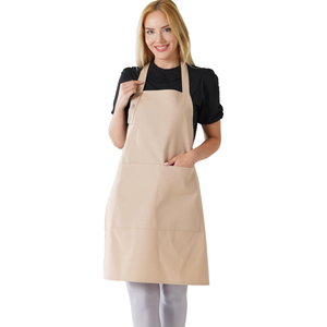 Delantal de cocina de algodón resistente a las gotas de agua para mujer con bolsillos ajustables 10 opciones de color para cocinar - Product Image 1