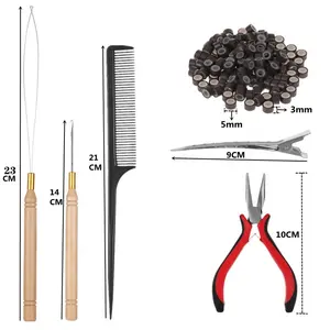 Kit d'outils d'extension de cheveux Aiguille d'enlèvement de perles Pinces en acier inoxydable Utilisation en salon