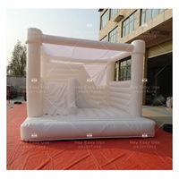 Château gonflable blanc pur avec toboggan, combo gonflable pour fête d'enfants, décoration de mariage