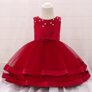 FSMKTZ, vestido de satén para niña pequeña, patrón Floral, vestido <span class=keywords><strong>con</strong></span> cuentas de princesa, lazo, bonito <span class=keywords><strong>tul</strong></span> en capas para fiestas, niños de 0 a 2 años - Product Image 4