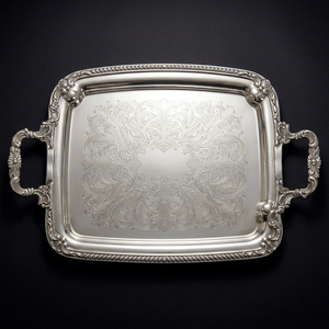 Bandeja de Servicio de Metal Pulido Acme Premium con Diseño Paisley y Asa para Uso Residencial, Eventos de Boda y Regalos - Product Image 1