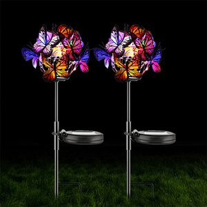Papillon solaire piquet de jardin en métal lumières de jardin solaires sculpture de vent décorative extérieure pour la lumière led étanche de cour - Product Image 3